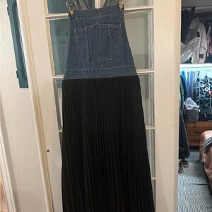 Denim and Black Midi Dress